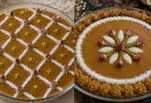 تزیین حلوا با پودر نارگیل