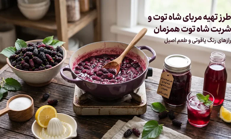 با یه تیر دو نشون؛ طرز تهیه مربای شاه توت و شربت شاه توت همزمان