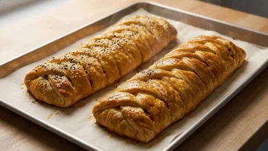 طرز تهیه اشترودل مرغ و قارچ مجلسی برای 8 نفر