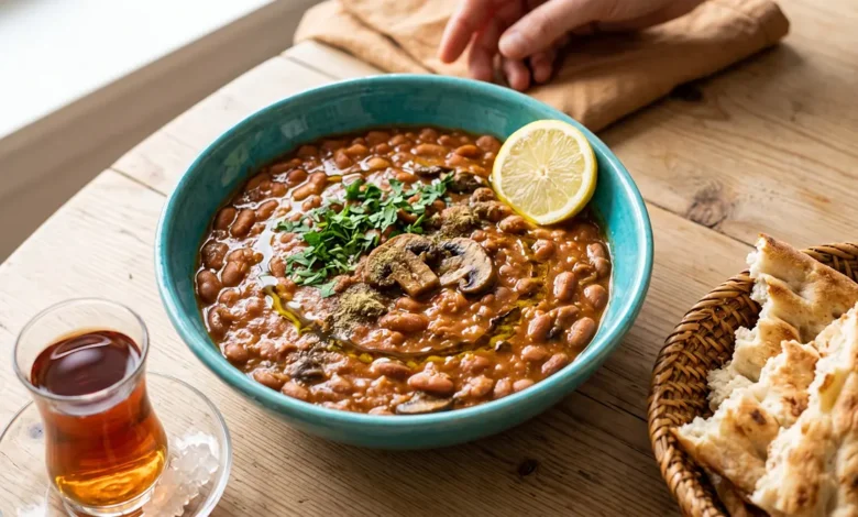 طرز تهیه خوراک لوبیا چیتی با قارچ برای 4 نفر؛ غلیظ، لعاب دار و بازاری