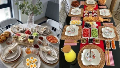 چیدمان میز صبحانه