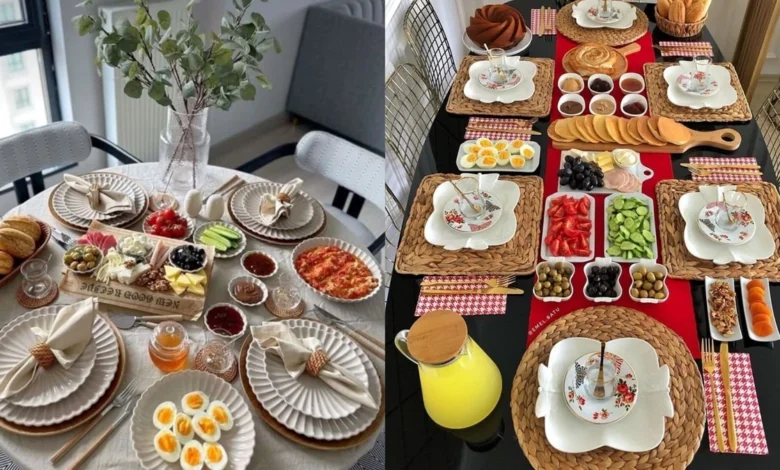 چیدمان میز صبحانه