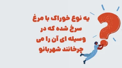 یه نوع خوراک با مرغ سرخ شده که در وسیله ای آن را می چرخانند شهربانو