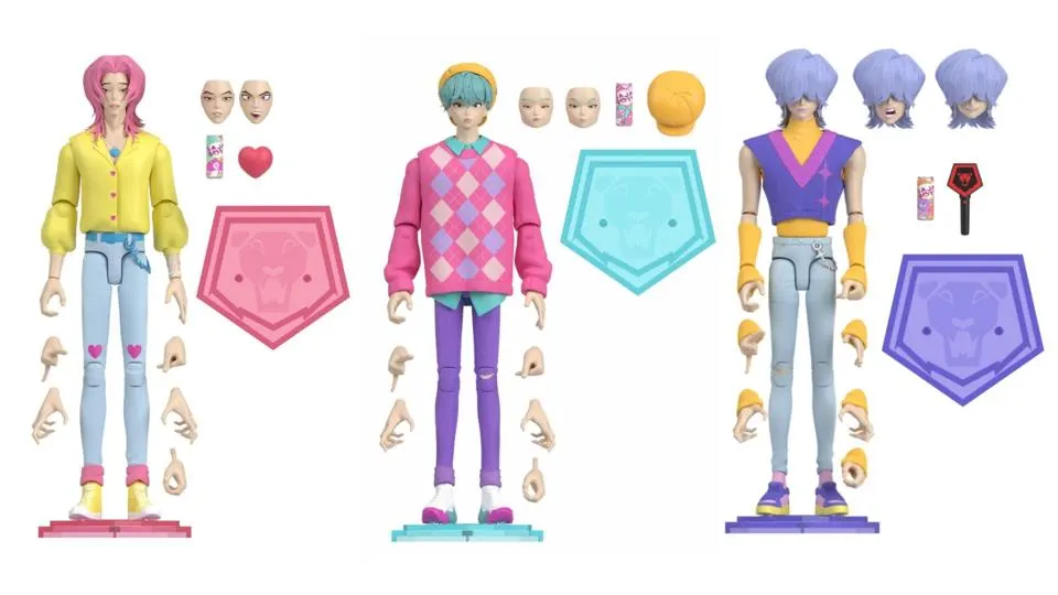Saja Boys 6-inch scale action figures of Romance, Baby and Mystery from KPop Demon Hunters
