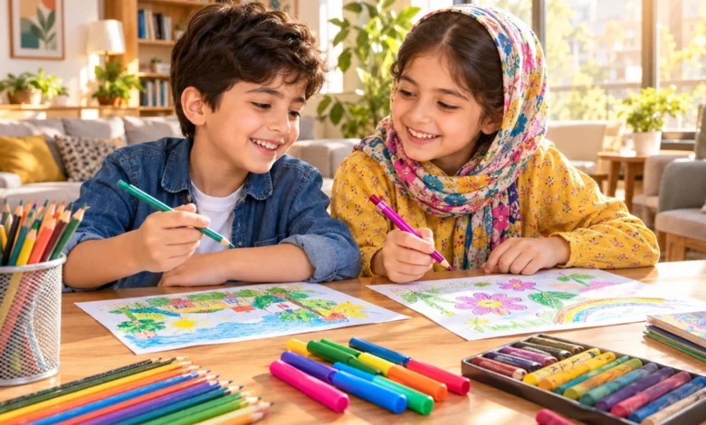 مداد رنگی، ماژیک یا مداد شمعی