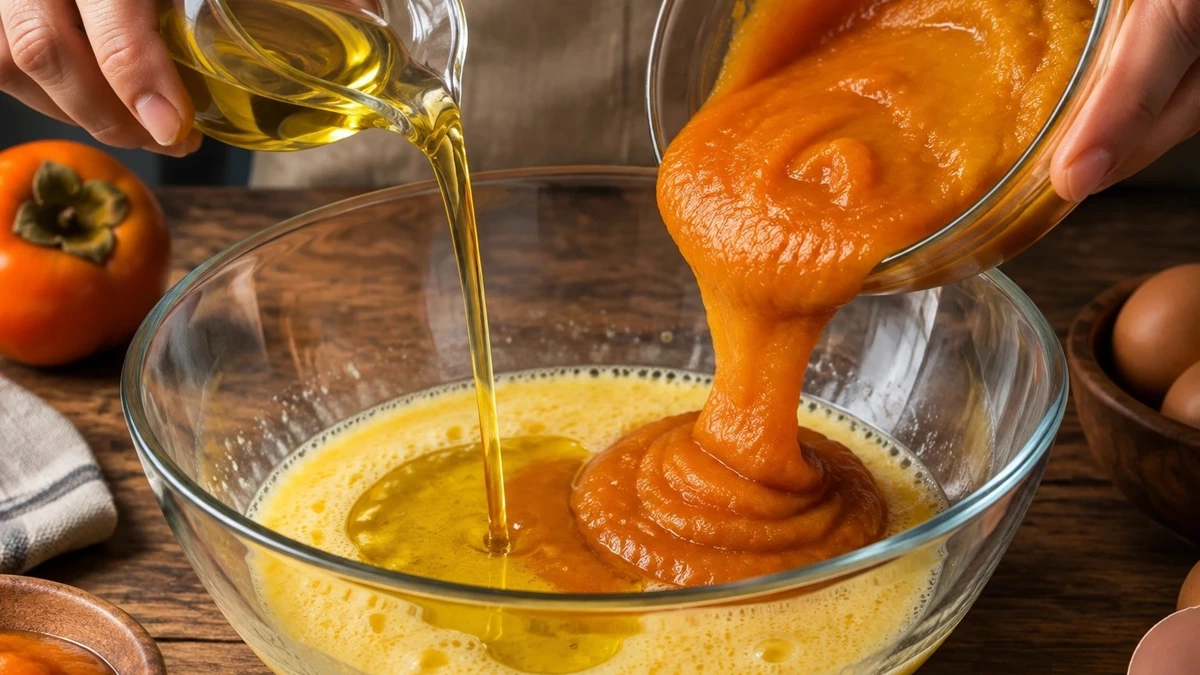 طرز تهیه کیک خرمالو و گردو 3