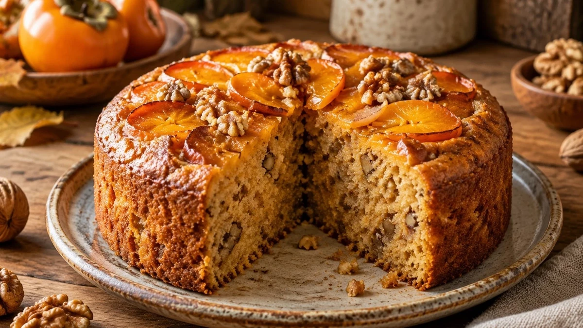 طرز تهیه کیک خرمالو و گردو