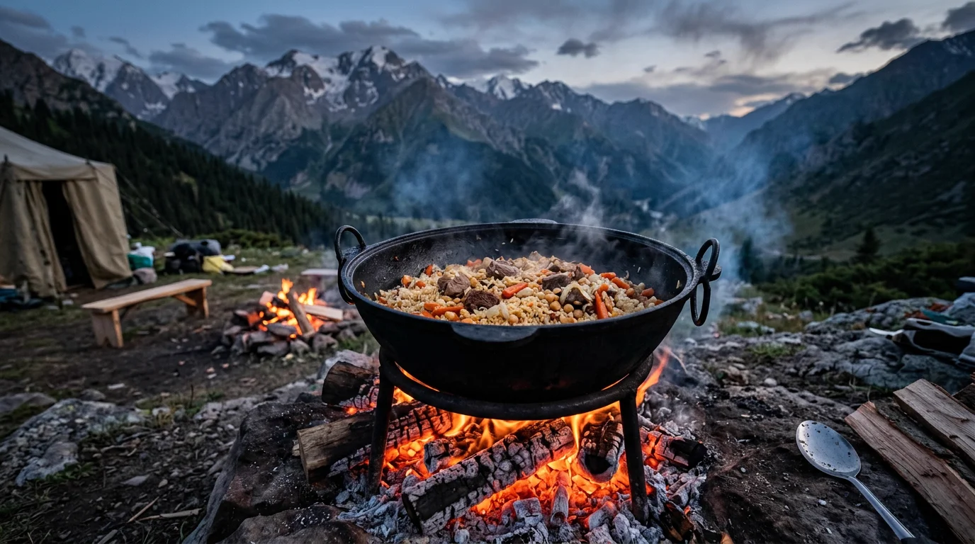 هنر طبخ غذاهای اصیل و خورش-های جاافتاده؛ چرا قابلمه چدن روسی اصل و قازان سنتی بهترین سرمایه-گذاری برای آشپزخانه هستند؟ - تصویر 3 دیگ قازان چدنی سنتی برای پخت برنج دودی و چلوگوشت اصیل روی آتش کمپینگ و اجاق