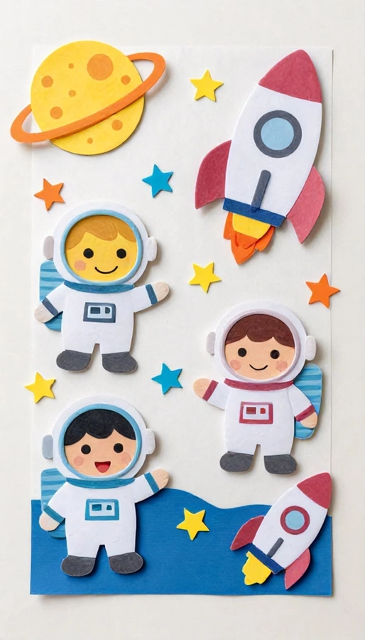 کاردستی فضانورد با کاغذ رنگی 14