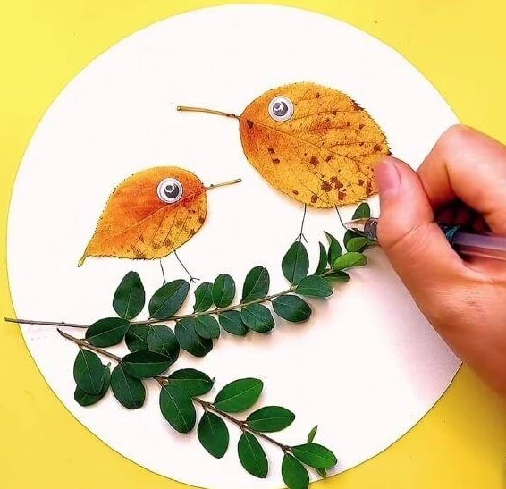 کاردستی پاییزی با برگ درختان 5