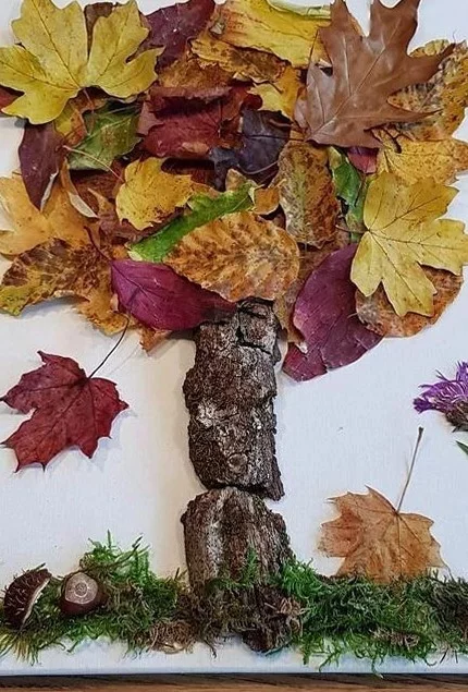 کاردستی پاییزی با برگ درختان 8