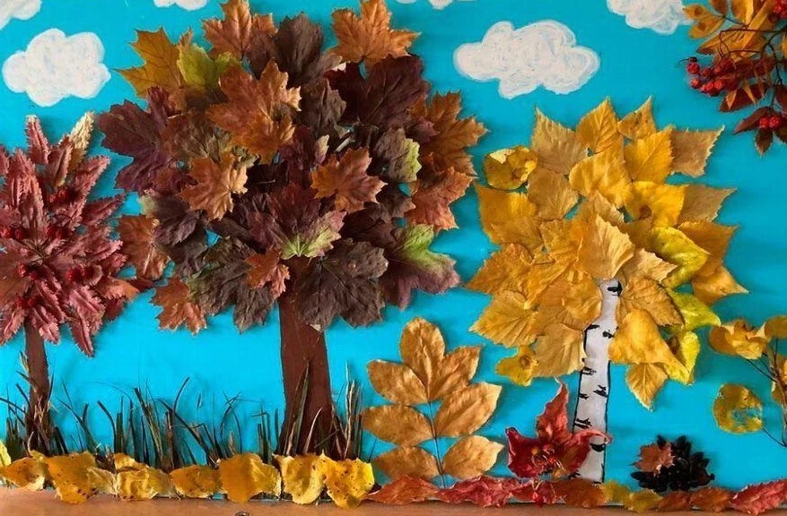 کاردستی پاییزی با برگ درختان 9